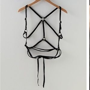 Free People Black Strappy Harness Belt